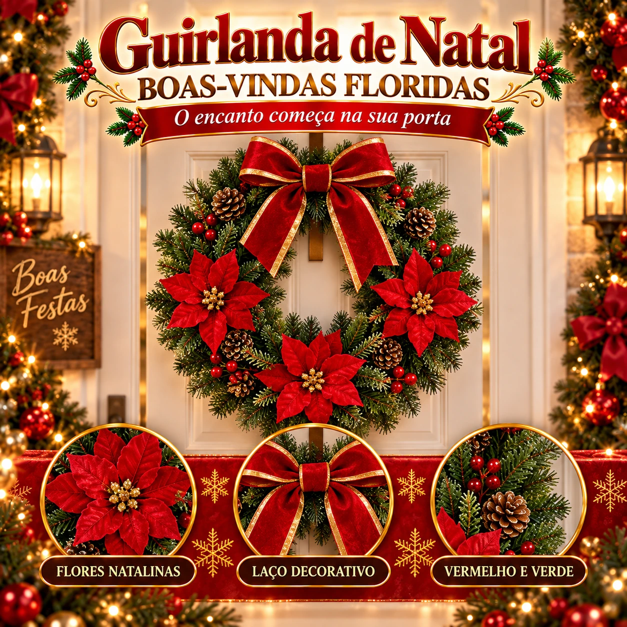 Guirlanda de Natal — Boas-Vindas Floridas