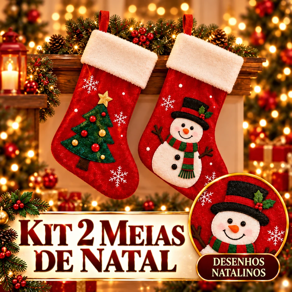 Kit 2 Meias de Natal — Presentes e Afeto