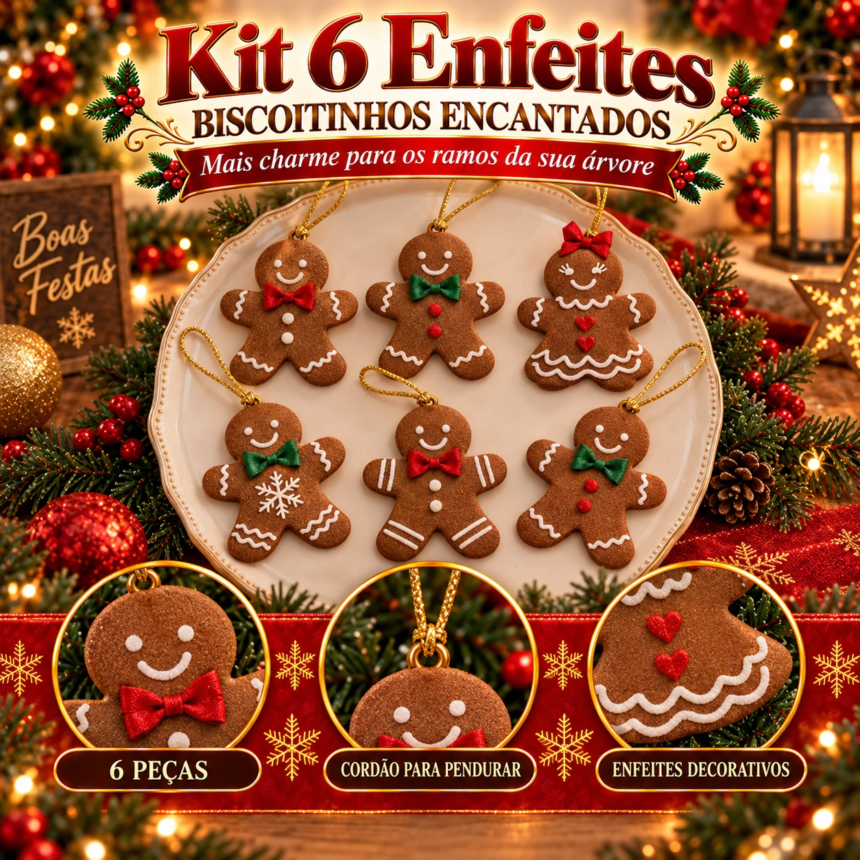 Kit 6 Enfeites — Biscoitinhos Encantados