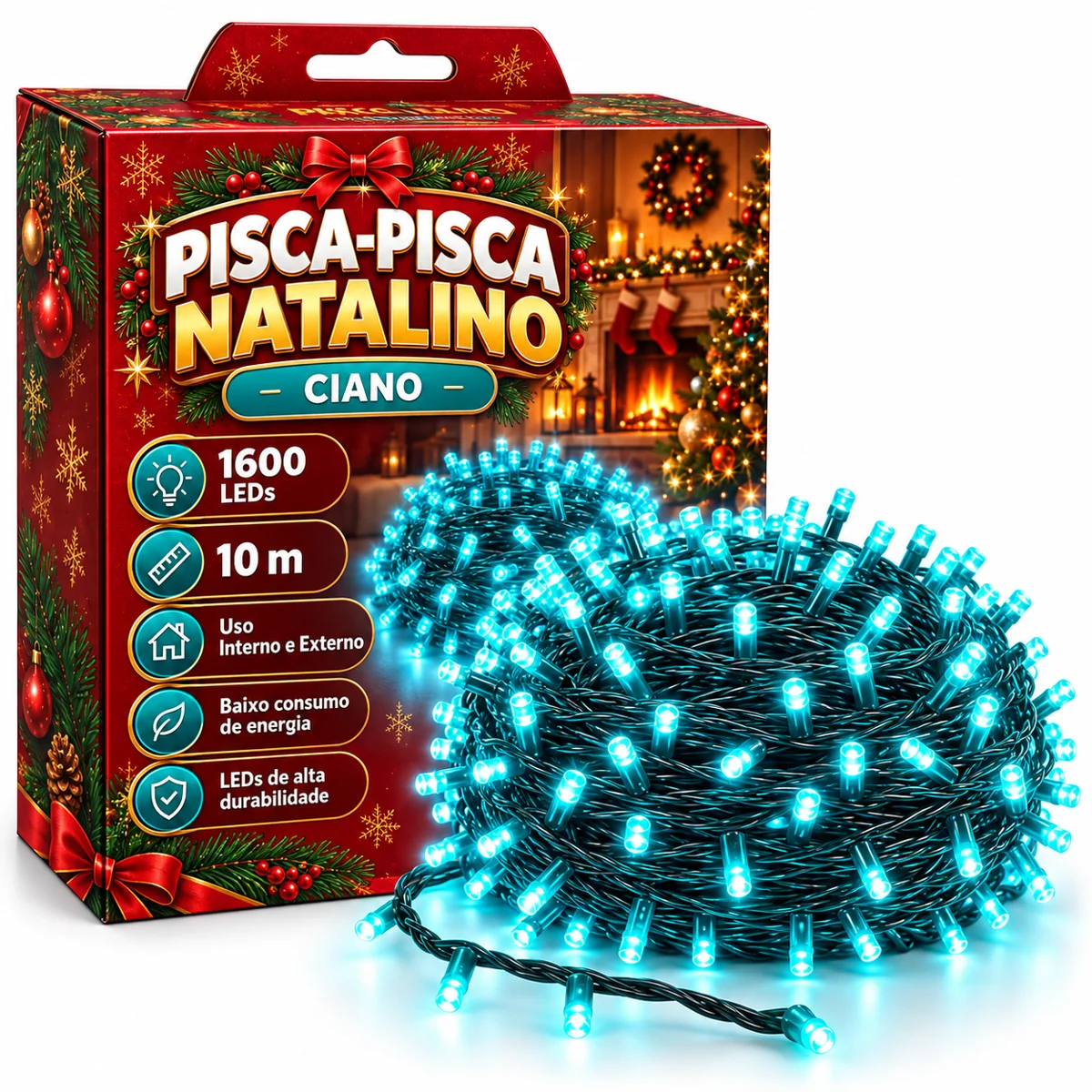 Pisca-Pisca 10M Ciano — Aurora de Natal