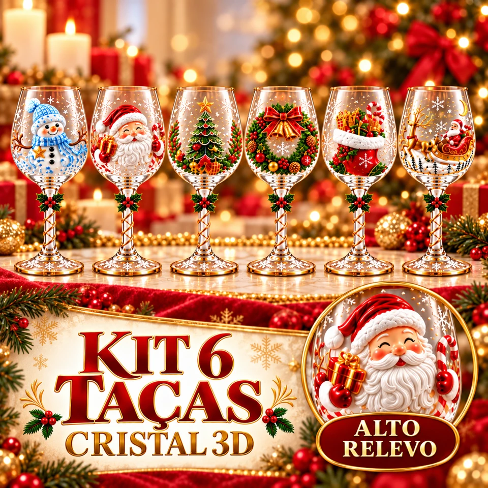Conjunto 6 Taças de Natal — Brinde Encantado